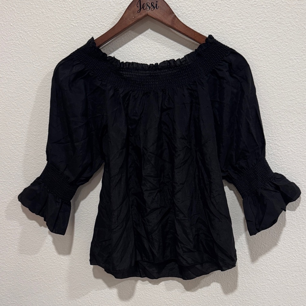 7 For All Mankind Elegant Black Blouse - Picture 9 of 10